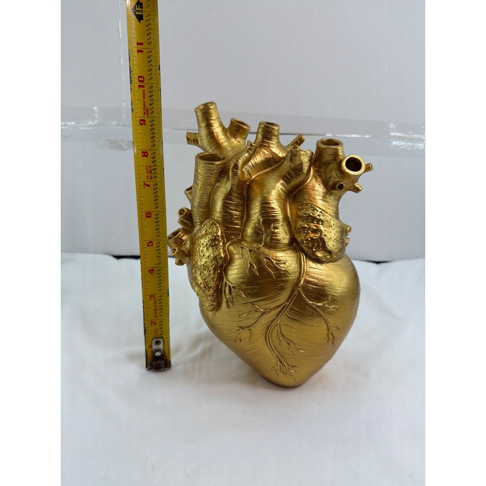 Unbranded Anatomical Heart Vase Large Gold Excellent Resin Medical Decor
